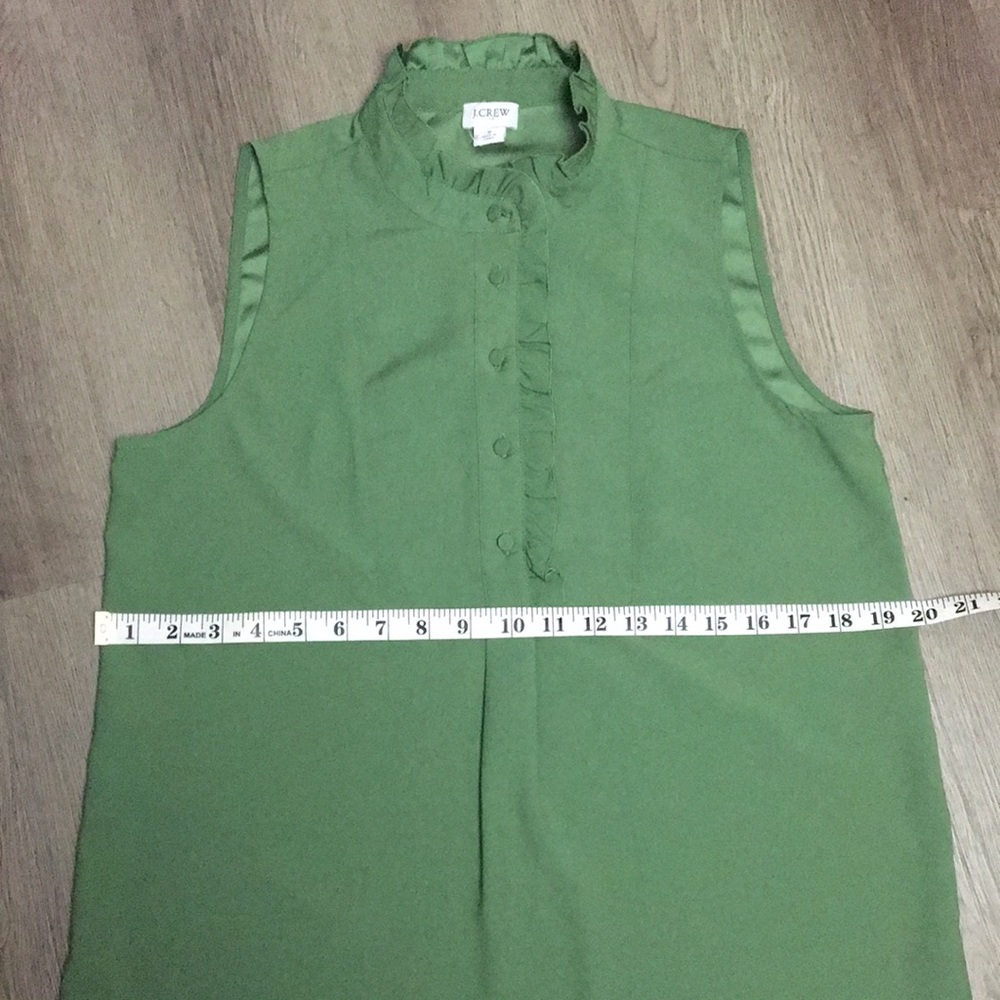 J. Crew Womens Green Sleeveless Ruffled Top (Size 6) - Picture 9 of 13